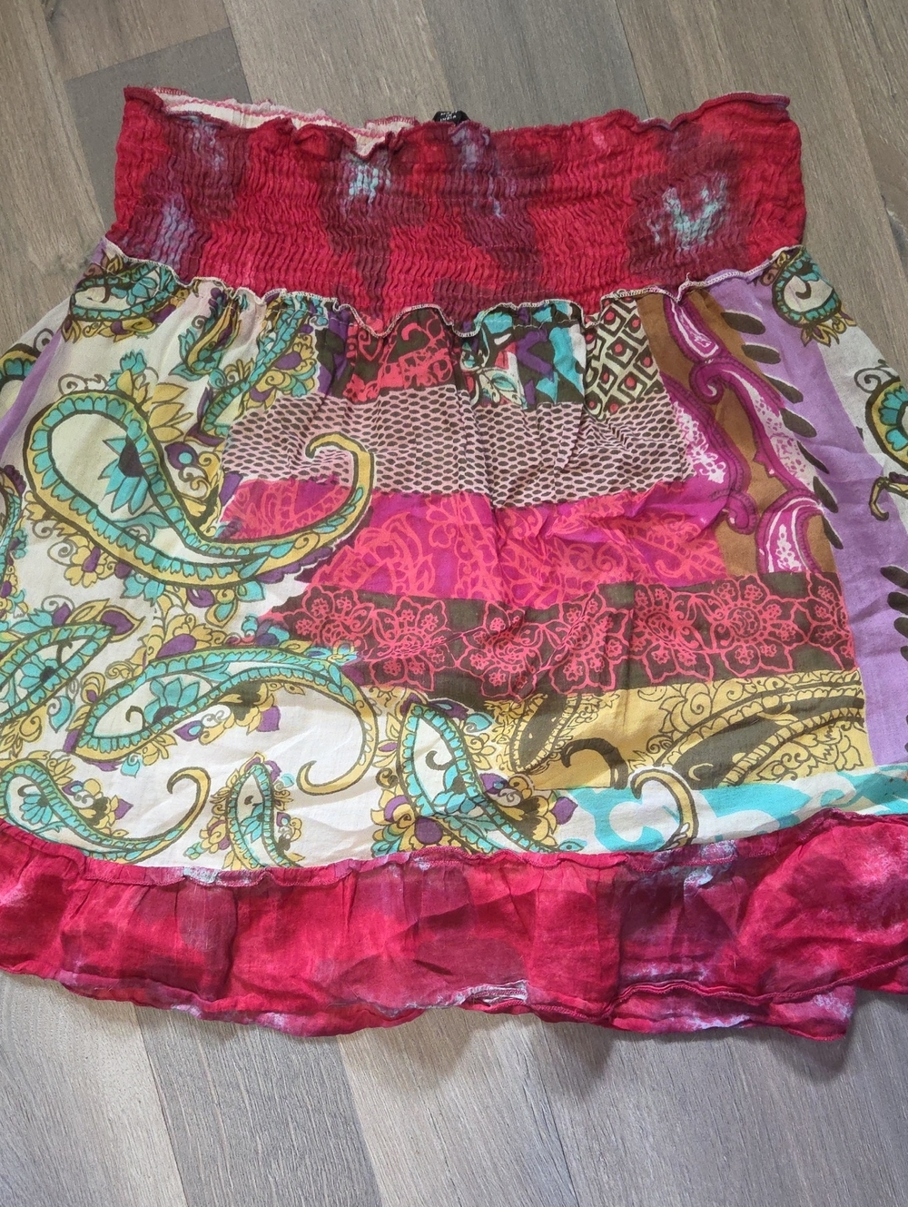Bohemian Paisley Mini Skirt in Fuchsia Multi
